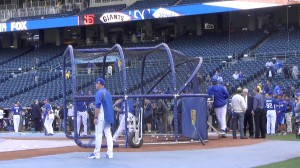 The Kansas City Royals during Wednesday’s batting practice.