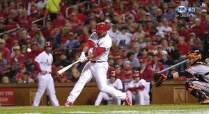 Oscar Taveras hitting his game-tying homerun in Game Two of the NLCS. He had come into the game as a pinch-hitter. (YouTube)