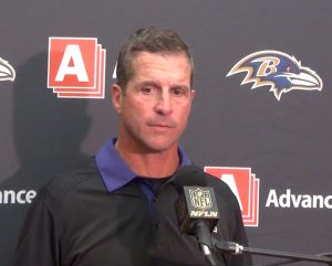 Ravens head coach John Harbaugh finds his team at 4-4 and at the top of their division.