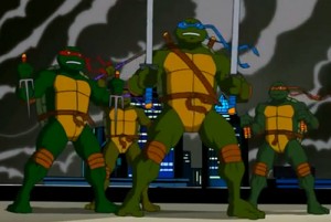 We were the Teenage Mutant Ninja Turtles for Halloween. (Photo is screen shot from YouTube video)