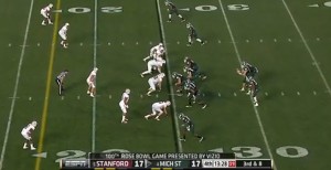 The game-winning touchdown play in which Connor Cook passed to Tony Lippett for a 25-yard touchdown. (Photo is screen shot from game video on YouTube)