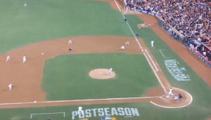 Travis Ishikawa of the San Francisco Giants hits his game winning, three-run homer to right. Final score: 6-3 (YouTube)