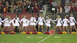 The USC cheerleaders had much to cheer about Thursday. (Claudia Gestro)