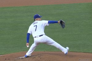 Dodgers Prospect Julio Urías when he was called up to the team for a few starts.